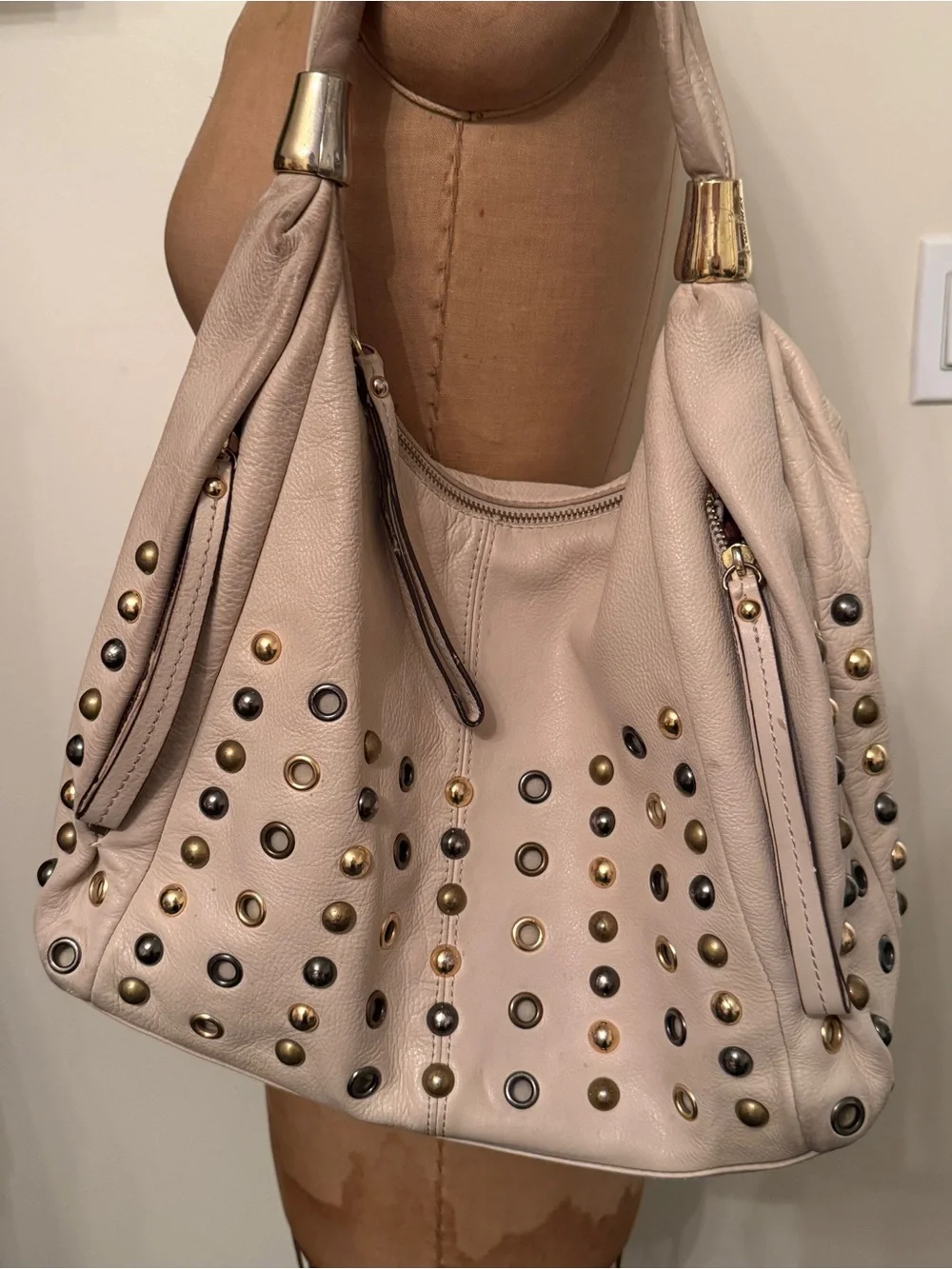B. Makowsky Studded Slouchy Hobo Bag